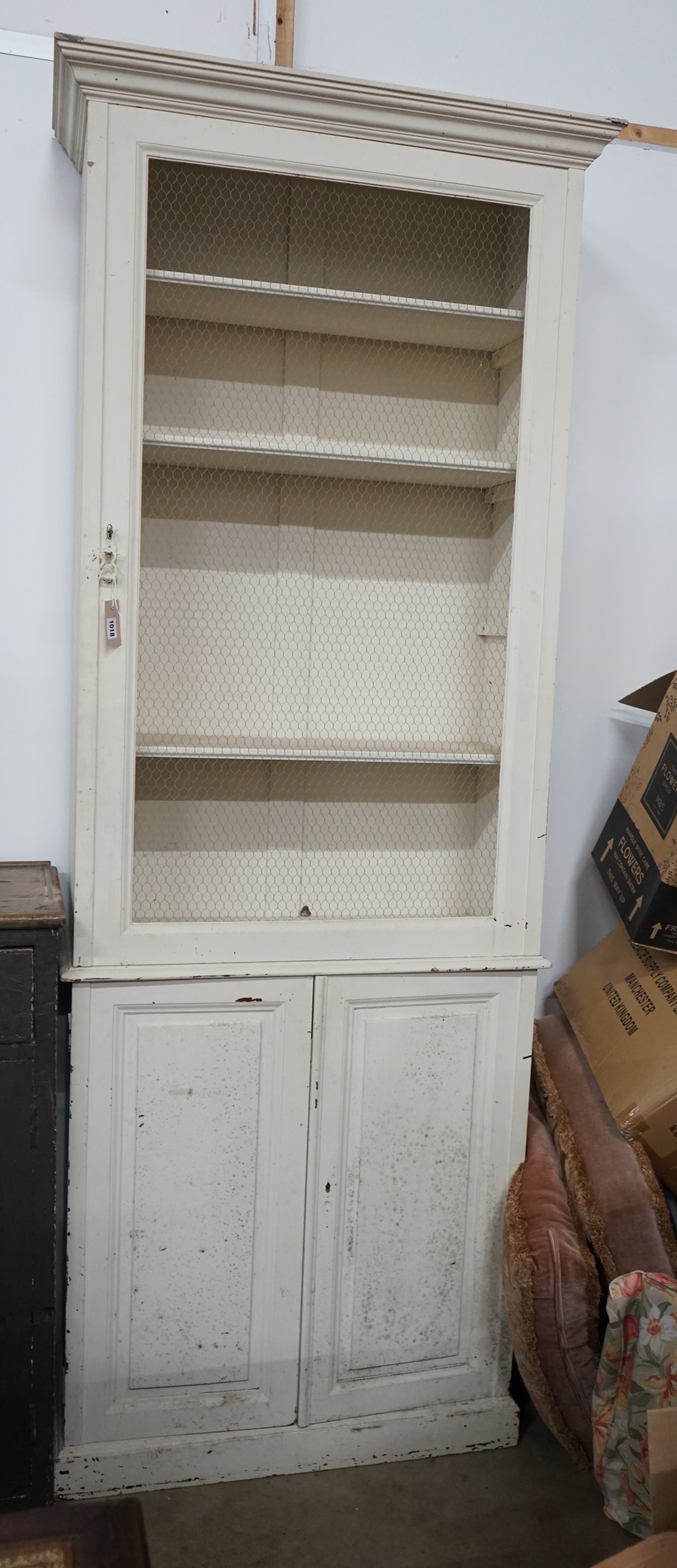 A painted side cabinet, width 83cm, depth 33cm, height 230cm